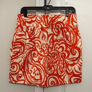 Merona Orange and White Abstract Print Mini Skirt